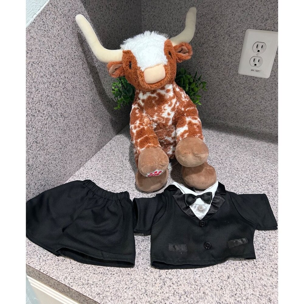 Build-A-Bear Texas Longhorn Plush Black Tuxedo Outfit Bow Tie